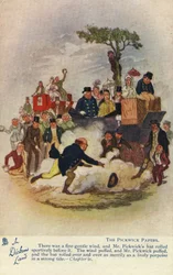 En la tierra de Dickens - Postcard de Los papeles póstumos del Club Pickwick, c.1905